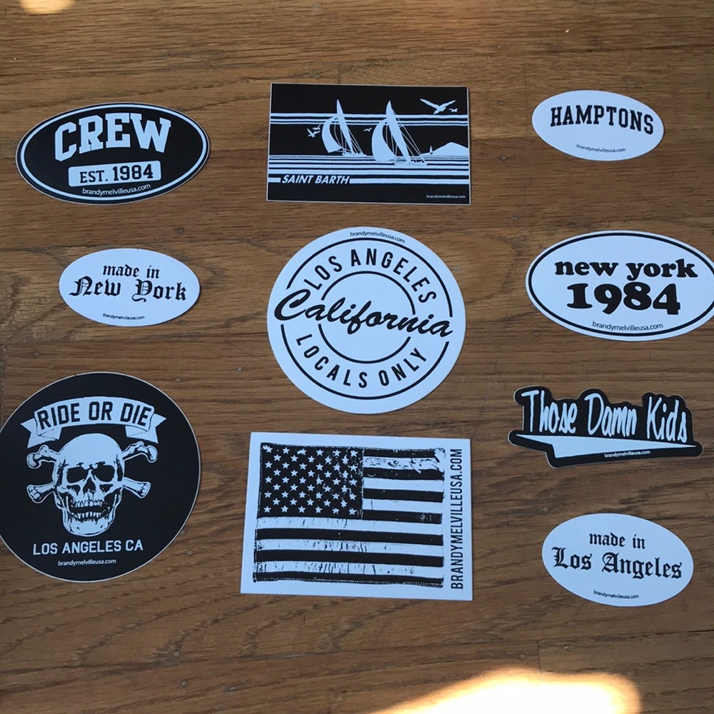 authentic brandy melville b&w stickers